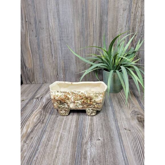 Vintage Log Planter Pottery Browns & Cream Splatter, Morton Woodland? - Picture 1 of 6